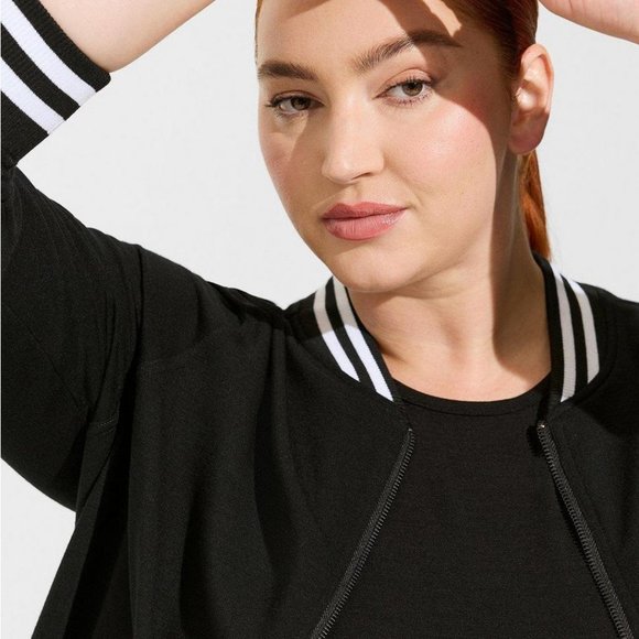 Torrid French Terry Long Sleeve Active Bomber Jacket  - Picture 2 of 5